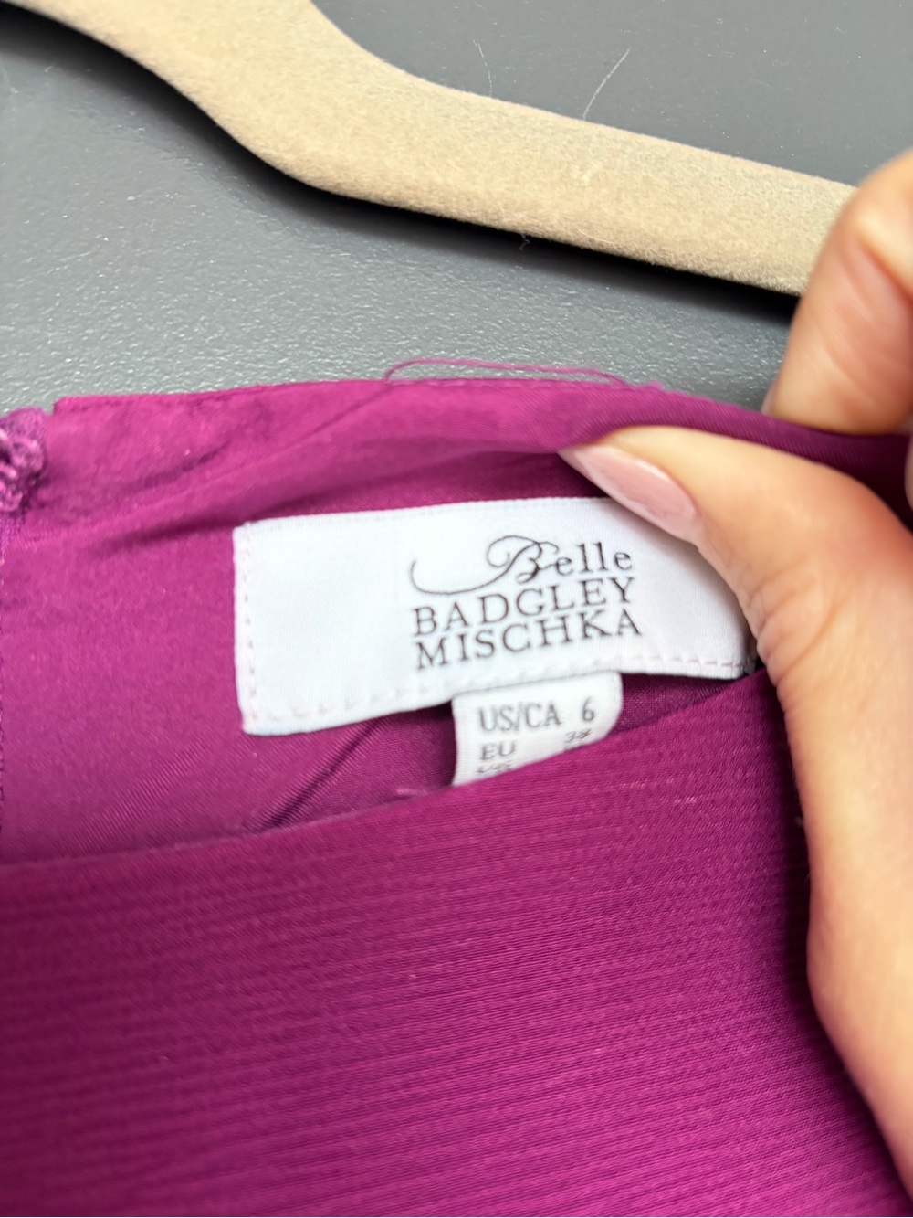 Badgley Mischka Magenta Fit-and-Flare Midi Dress with Flutter Sleeves - Picture 3 of 6